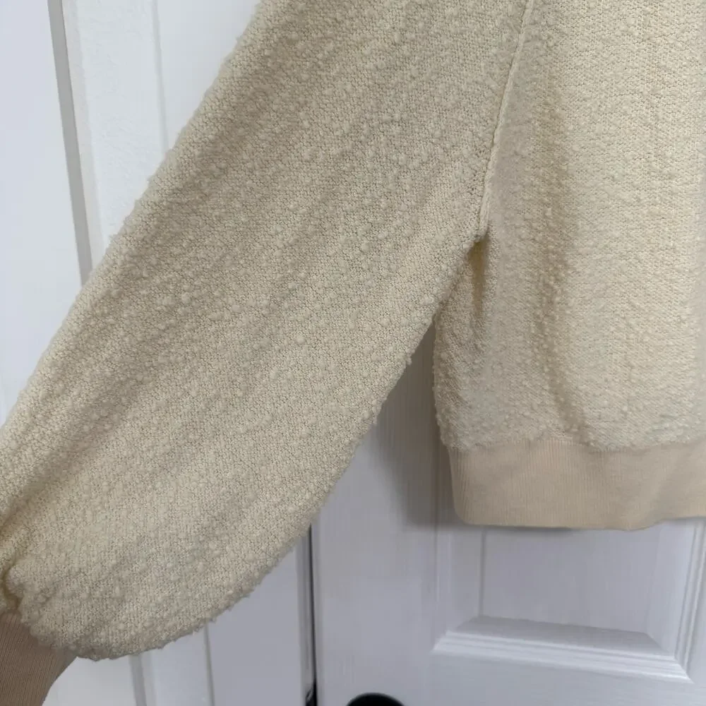 Free People Women's Cream Textured Oversized Bishop Sleeve Sweater Size Small